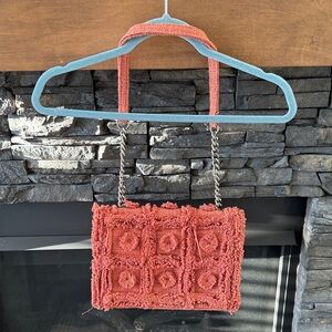 Zara Coral Crochet Shoulder Bag